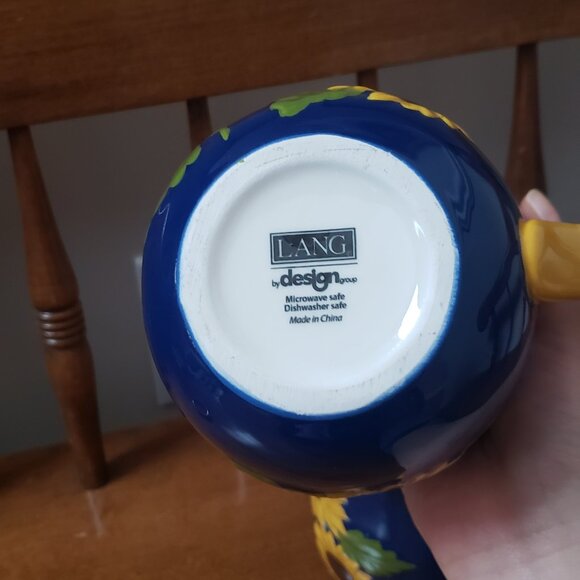 Lang Beautiful Sunflower Blue Mug Handpainted - Picture 6 of 6